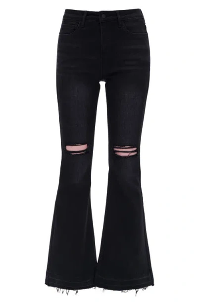 Bayeas Lauren Ripped High Waist Raw Hem Flare Jeans