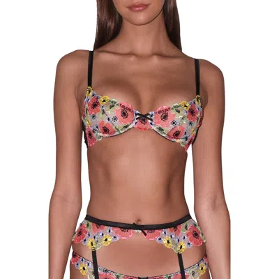 Fleur Du Mal Azalea Embroidered Underwire Bra In Black