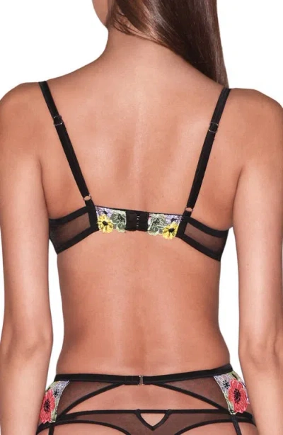 Fleur Du Mal Azalea Embroidered Underwire Bra In Black