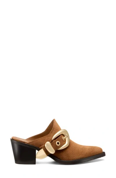 Stuart Weitzman Maven Suede Buckle Western Mules