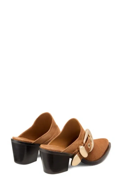 Stuart Weitzman Maven Suede Buckle Western Mules
