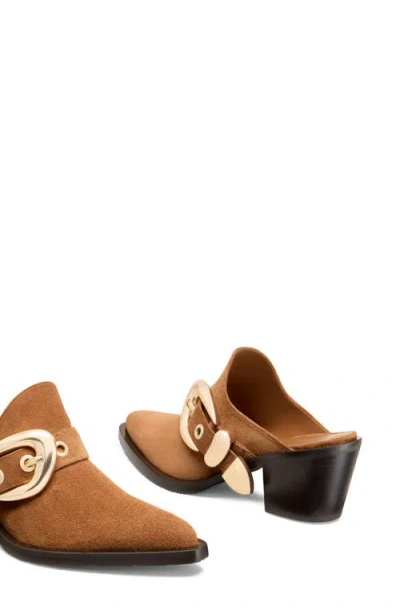 Stuart Weitzman Maven Suede Buckle Western Mules