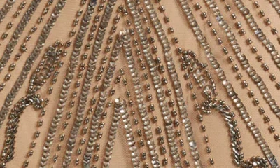 Pisarro Nights Illusion Beaded Mesh Column Gown