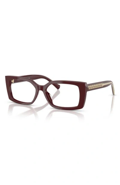 Tiffany & Co . 52mm Rectangular Optical Glasses In Burgundy