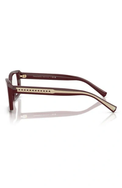 Tiffany & Co . 52mm Rectangular Optical Glasses In Burgundy