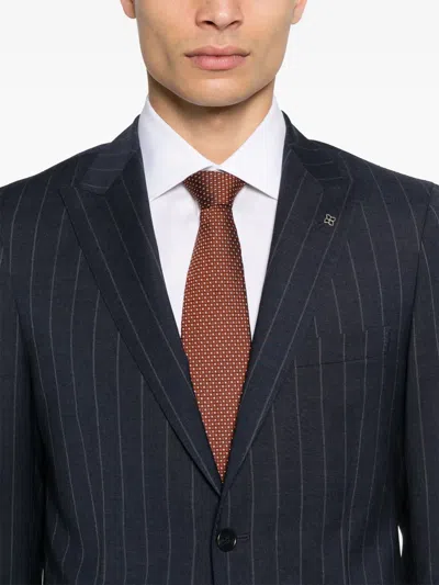 Tagliatore Single-breasted Pinstriped Wool Suit In Blue