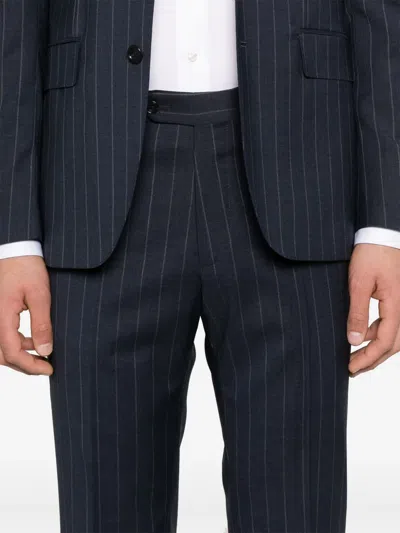 Tagliatore Single-breasted Pinstriped Wool Suit In Blue