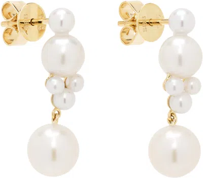 Sophie Bille Brahe Luna 14k Yellow Gold Pearl Earrings