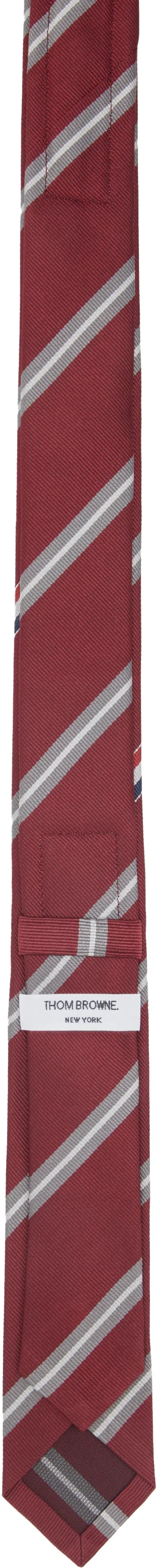 Thom Browne Diagonal Striped Silk Tie With Slim Width