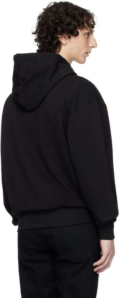 Hugo Boss Cotton-terry Hoodie With Contrast Logo In Black