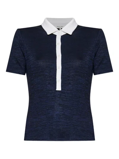 Rag & Bone The Knit Button Short Sleeve Polo Navy Multi In Blue