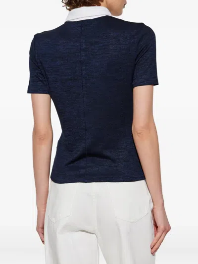 Rag & Bone The Knit Button Short Sleeve Polo Navy Multi In Blue