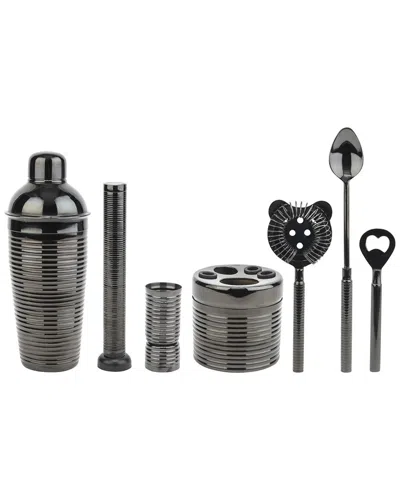 French Home Textured Metal Barware, Set Of 7