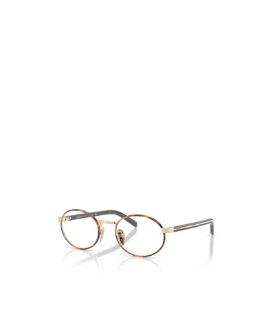 Prada Womens Brown Pr B55v Oval-frame Metal Optical Glasses In Multi