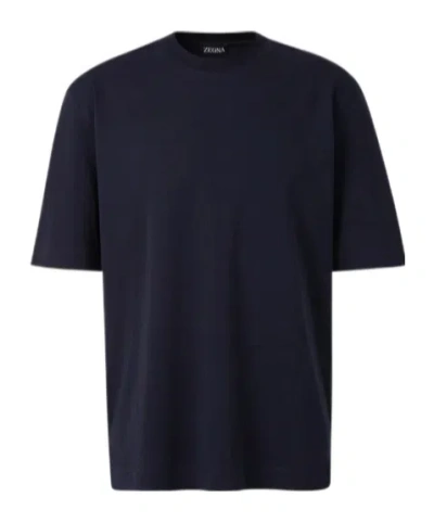 Zegna Silk Cotton Short Sleeve Crew Neck T-shirt