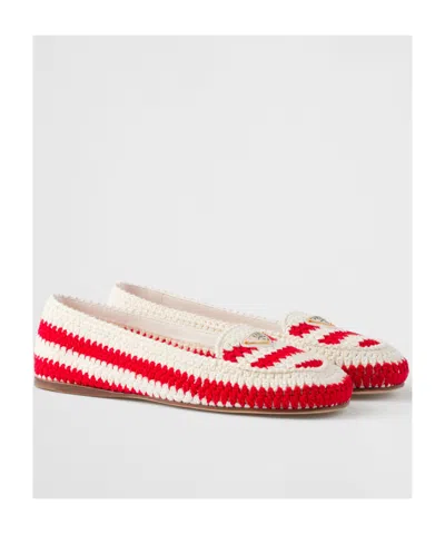 Prada Embroidered Crochet Loafers In Multi