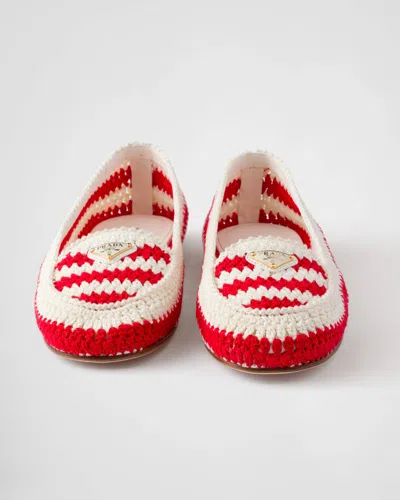 Prada Embroidered Crochet Loafers In Multi