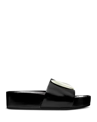 Tory Burch Patos Bean Shiny Leather Platform Slide Sandals
