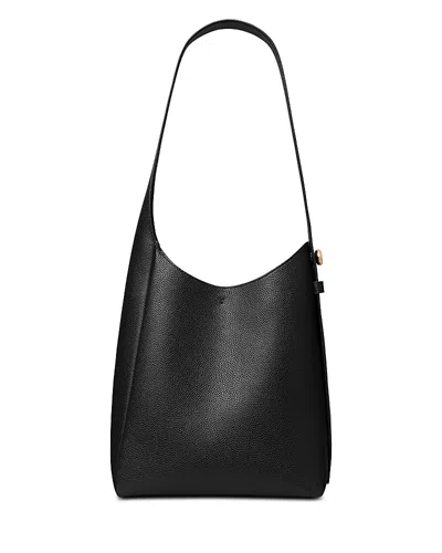 Tory Burch Small Leather Hobo Bag With Adjustable Strap In Black