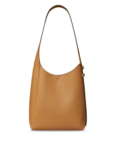 Tory Burch Light Brown Leather Hobo Romy Small Shoulder Bag In Nude