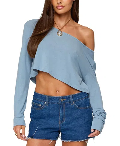 Edikted One-shoulder Long Sleeve Crop Top