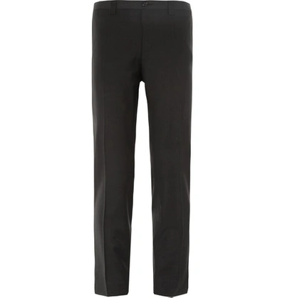 Shop Dolce & Gabbana Black Slim-fit Wool-blend Tuxedo Trousers