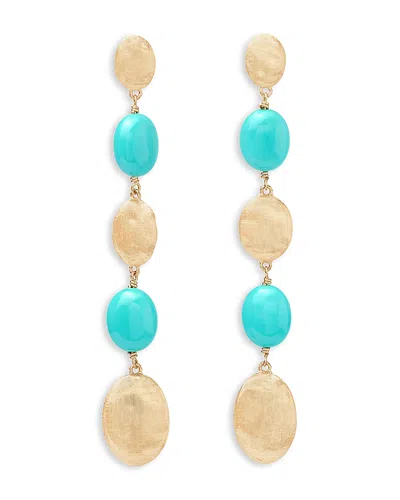 Marco Bicego 18k Yellow Gold Siviglia Turquoise Long Drop Earrings