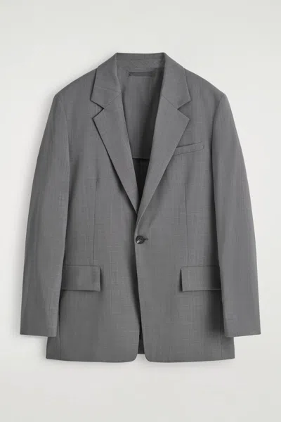 Cos Fluid Wool Blazer In Gray