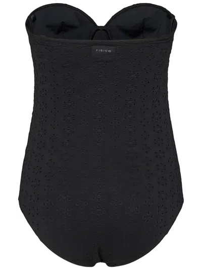 Fisico Cristina Ferrari Fisico Broderie Anglaise-effect Black Microfibre Swimsuit