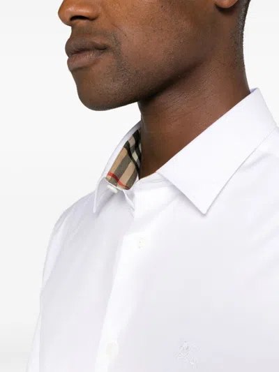 Burberry Stretch-cotton Ekd-embroidered Slim Shirt