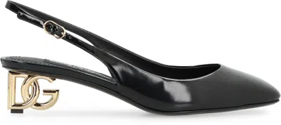 Dolce & Gabbana Black Décolleté With Dg Logo On The Heel