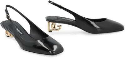 Dolce & Gabbana Black Décolleté With Dg Logo On The Heel