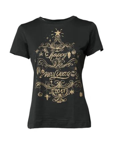 Pre-owned Dolce & Gabbana Black Cotton Round Neck Short Sleeve Women's T-shirt ()