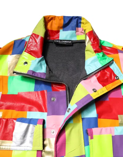 Pre-owned Dolce & Gabbana Multicolor Cotton Full Zip Men Biker Men's Jacket ()