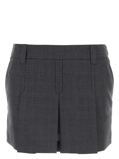 Miu Miu Checkered Mini Skirt With Pleats And Pockets