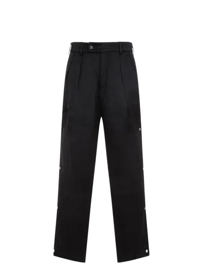 Amiri Wide Leg Pleated Trousers With Expandable Sides In Black