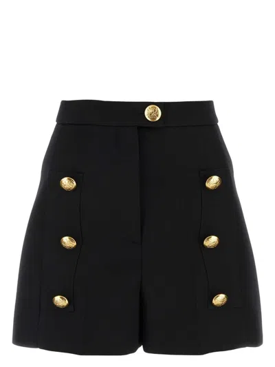 Alexander Mcqueen High-waisted A-line Wool Shorts With Decorative Buttons