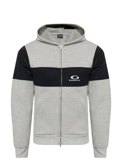 Balenciaga Gray/black Loop Sports Icon Sweatshirt In Gray