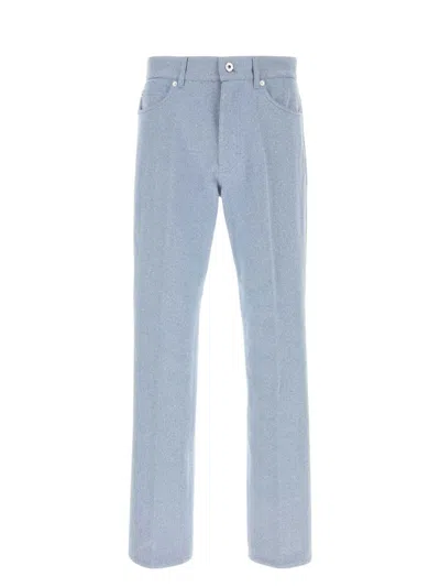 Ferragamo Light-blue Oxford Pant In Blue