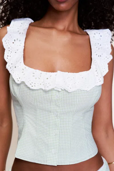 Danielle Guizio Ny Gingham Paloma Lace Top
