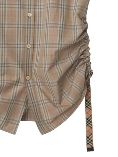 Burberry Women Embroidered Poplin Shirt In Brown