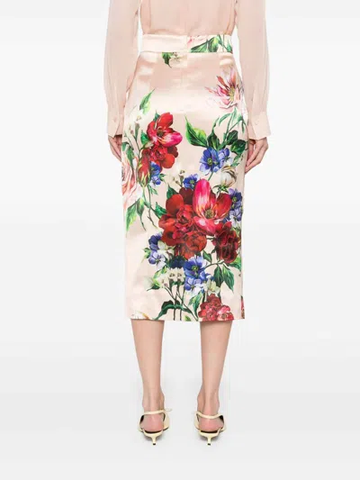 Dolce & Gabbana Longuette Skirt With Floral Print In Multi