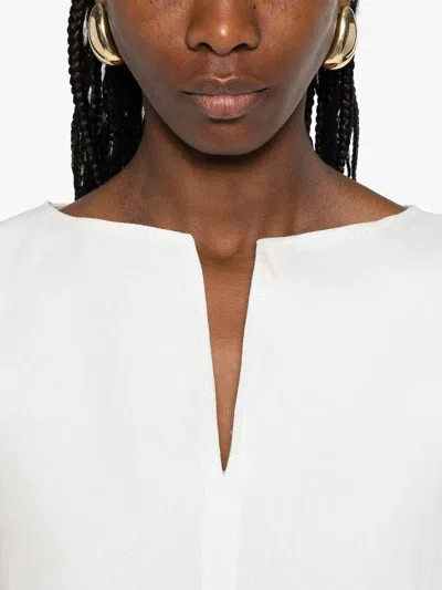 Max Mara Sleeveless Top With Cap Sleeves And Side Slits In White