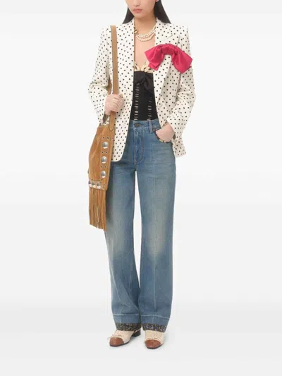 Valentino High Rise Viscose Straight Jeans