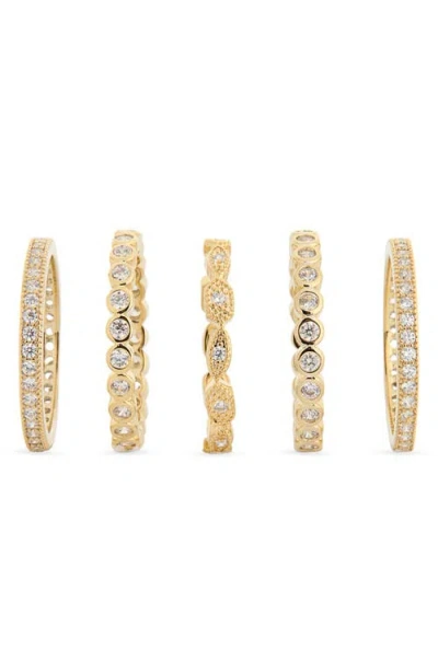 Nordstrom Rack Pack Of 5 Cz Embellished Stackable Rings