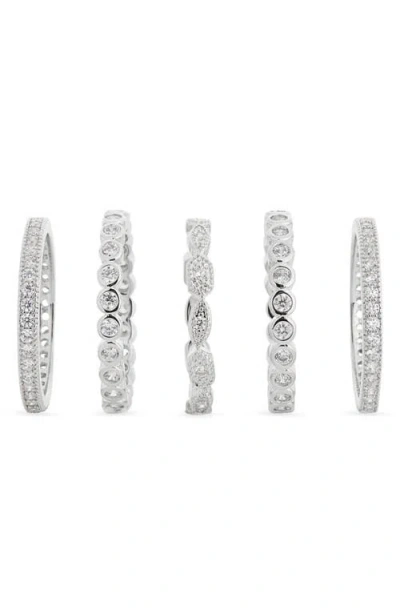Nordstrom Rack Pack Of 5 Cz Embellished Stackable Rings
