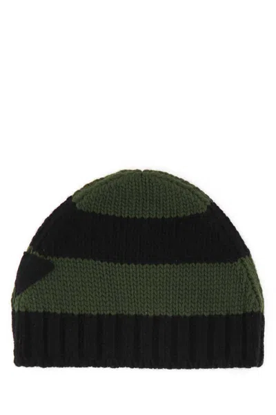 Prada Green Black Striped Beanie Hat