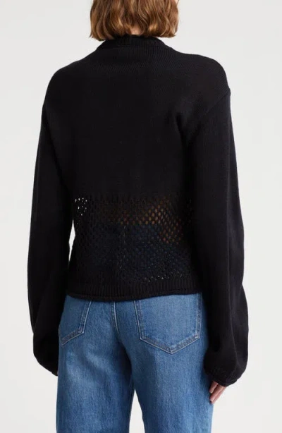Love By Design Apollo Open Knit Pullover In Black