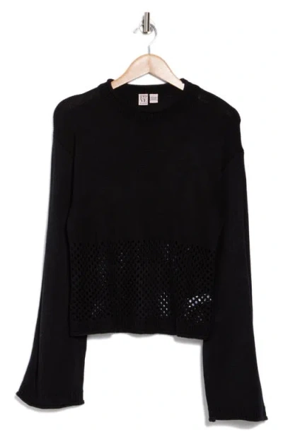 Love By Design Apollo Open Knit Pullover In Black