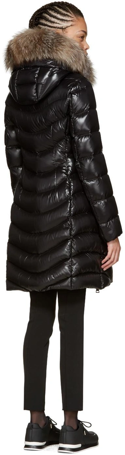 Shop Moncler Black Down & Fur Aphia Coat